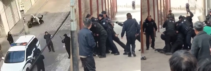 河北持刀男子威胁民警被瞬间制服 警察群殴按倒歹徒 刀落人安 正义到位