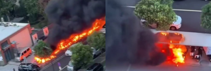 温州鹿城瓯鹿幸福家园 电瓶车充电自燃引发火灾 现场已被控制 场面触目惊心
