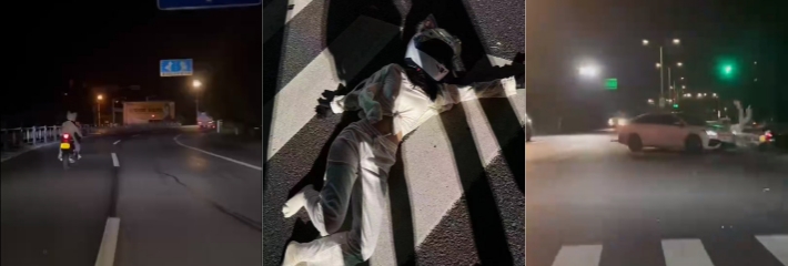 浙江湖州长兴 女骑跟男友出车跑山，直行被网约车司机撞飞 两个人都以为对方会让 酿成惨剧！