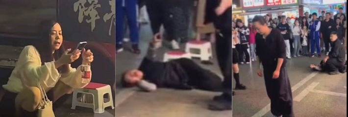 湖南大学女生摔章鱼小丸子事件 俩少女无耻砸摊，老奶奶心碎倒地！