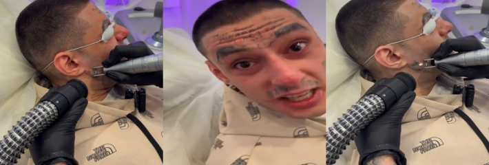 这个就是爱情 爱你妈卖麻花情 欧美小伙失恋心碎 痛洗脸上的男友鸡巴纹身 心痛身体痛只怕要缓好几天！