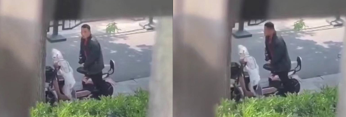 猎奇视频 男子公共场合操电瓶车 粉色的 一看就是女神骑的 这是靠近女神最近的一次！