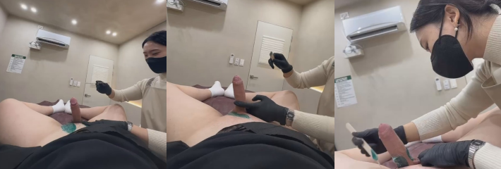 美容院男士鸡巴除毛全过程 想去除毛的兄弟可以看一看 鸡巴全程硬的 敏感的可能就射出来了！