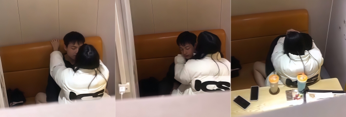 年轻小情侣餐厅包间内情难自制 大胆上演活春宫 妹子女上位骑乘超投入 偷拍视频流出疯传