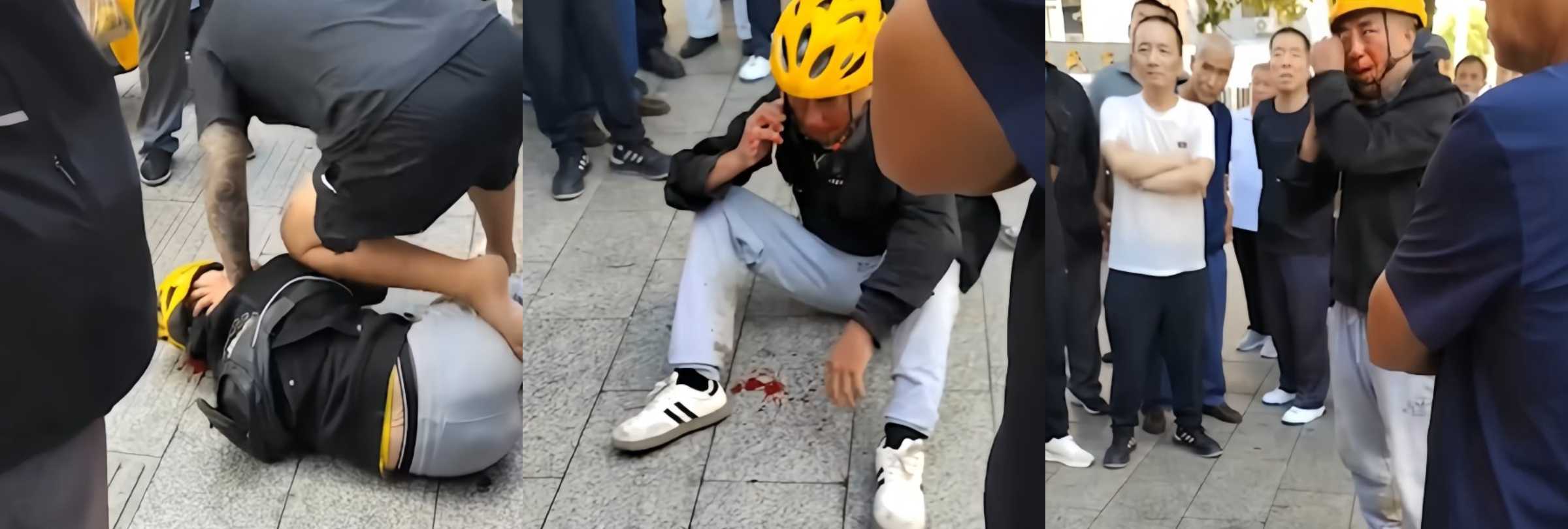 东北街头 纹身男暴打外卖员 现场视频曝光 被打男子满脸鲜血躺地不起