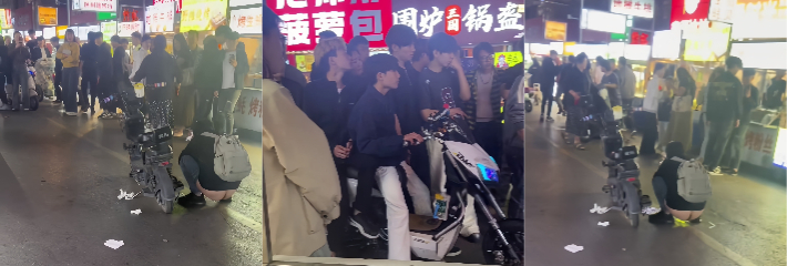 山东枣庄滕州夜市 反差背包女 喝多后当街撒尿 尿湿裙子骚气爆表