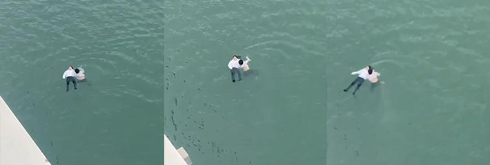 广西南宁中兴桥下男子救跳河女轻生者 ，最终消失在江水中 ！