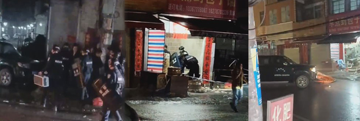 这什么深仇大海 广西柳州一辆黑色皮卡撞击包子铺 司机还一路追着撞店铺老板