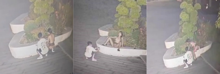 上海浦东沔青公园 福利姬深夜拍摄露出视频被监控拍下!