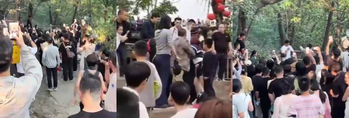 杭州北高峰抓奸现场 渣男带女友闺蜜爬山 被正牌女友当场抓包