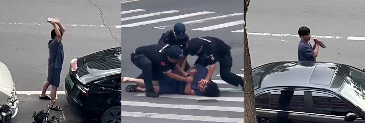 天津一男子白天持砖连续砸毁多辆轿车 与五名民警冲突后被控制仍高声叫喊