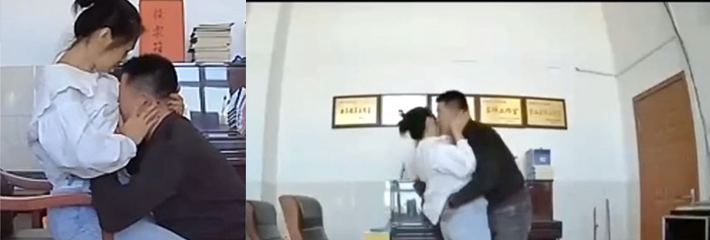 最新瓜！某地名师工作室吃奶门 女老师和领导办公室偷情被直播，网传居委会干部在办公司潜规则