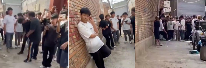 河北省廊坊市霸州市，胜芳镇未成年人霸凌事件，几名少年围殴受害者，围观者拍摄起哄嘲讽！