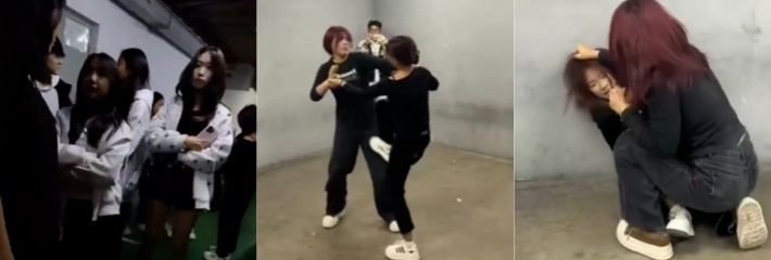 沈阳地下停车场 俩精神小妹约架互殴！头发一拽拳头砸脸 女孩打架比爷们还狠！