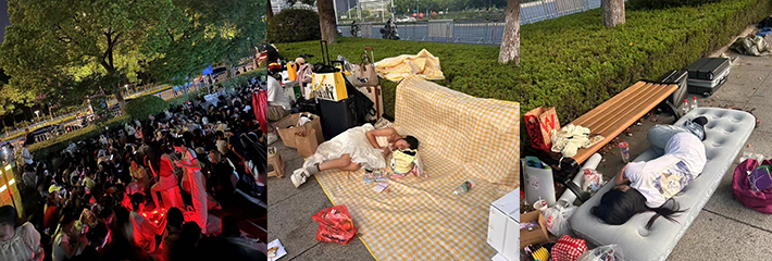 时代少年团常州演唱会 一群傻逼小仙女追几个娘炮 提前好几天去排队占位置！