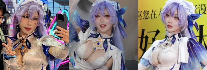 极品女模特Coser YaSal化身鸣潮坎特蕾拉 广州黑蜻蜓漫展大胆贴身互动