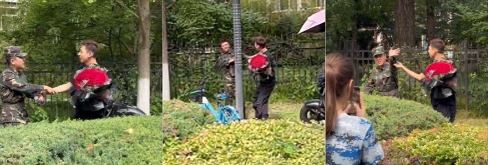 大学里的逆天操作 阳光开朗大男孩表白军训教官 还有两女同学加油助阵！