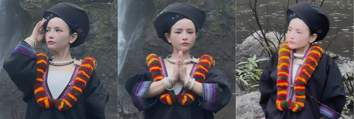 黑料网求瓜 贵州苗族瀑布女孩火爆全网 上身民族盛装绣花黑衣 下身极短丁字裤露雪白大腿