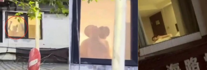 Gay版上海路炒粉 两位基哥大白天 小0被猛1按在玻璃窗上激情后入！