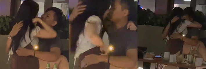 广东汕头小情侣在 松松咖啡店内公然亲吻 被店铺老板拉黑名单！