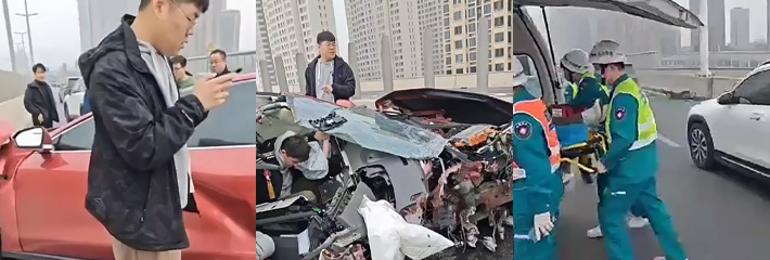 蔚来首发的电池智能弹射技术惹祸端 男子驾驶蔚来遇车祸连电池都飞了！