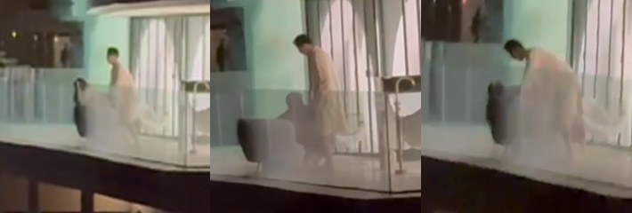 这逆天的户外露出玩法又是主人派发的任务吧？二层阳台全裸后入被拍视频疯传！