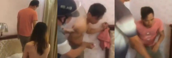 40岁广东少妇不堪寂寞出轨男同事被老公定位当场抓奸！奸夫淫妇赤裸上镜被抓！
