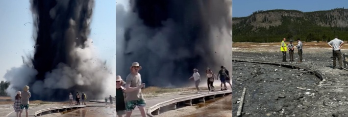 美国黄石国家公园发生异动 疑似火山喷发前兆 不明物质喷发数十米高！