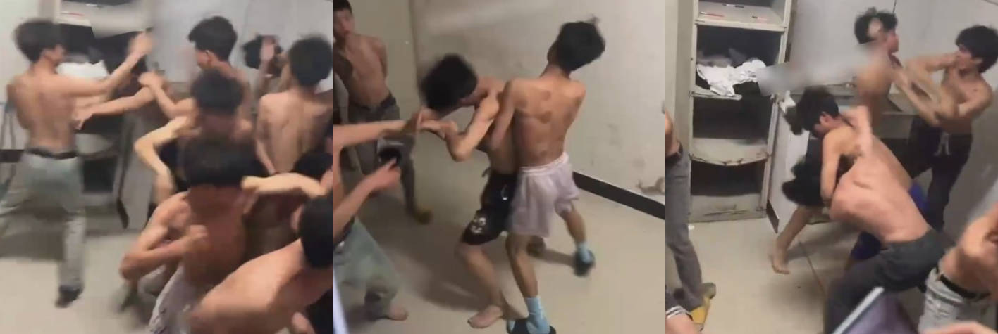 料友投稿 职业学校精神小伙大混战 战况激烈且混乱根本分不清人 各个凶神恶煞！