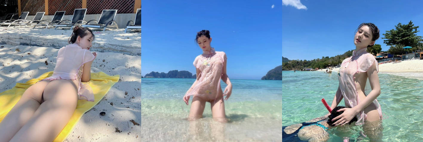 高颜女神 就是阿朱啊 化身沙滩美人鱼献福利 曼妙肉体在海上全裸骚拍极具看点！