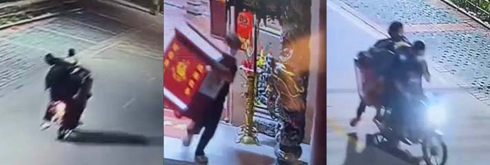 精神小伙偷功德箱 小伙手头紧什么东西都敢偷 大半夜给功德箱偷走了胆子是真大