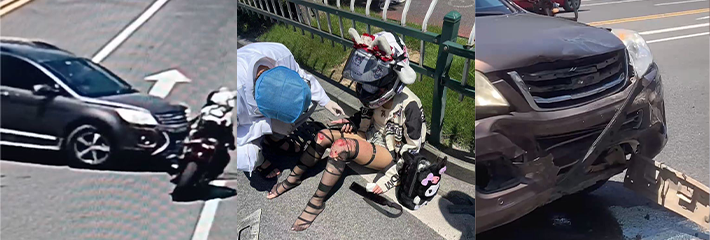 温州龙港一精神小伙带妹飙车欲想装逼却惨遭悲剧 连人带车都摔了个狗吃屎！