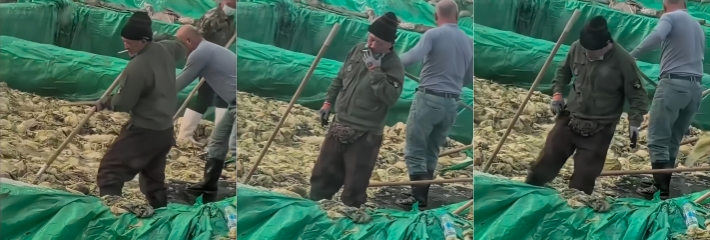 辽宁葫芦岛某酸菜企业生产视频曝光 男子酸菜池中边抽烟边吐痰 食品安全乱象引全网热议！