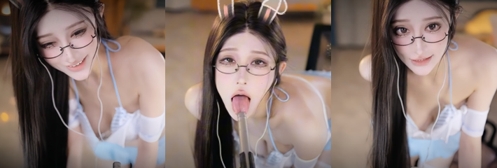 ASMR助眠诱惑 张爱玲 性感蓝白情趣内衣口交麦克风 视觉听觉双重震撼