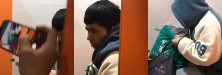 又是一个偷拍大神的陨落！大神在厕所呆的时间太长，被上厕所的女子发现叫人围堵