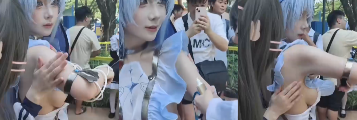 25年最优秀的考生出现了 穿着cos服露出半个奶子去参加高考被围观 考场那些小处男要遭殃咯！