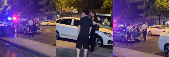 一女子醉酒不肯付燃油费，出租车司机也不要了，女子不依不饶报警，连同自己的朋友都被挠伤！