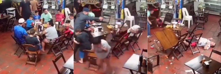 墨西哥 四个杀手击毙了一个帮派的头目 当时帮派头目正在与家人吃饭 场面一片混乱