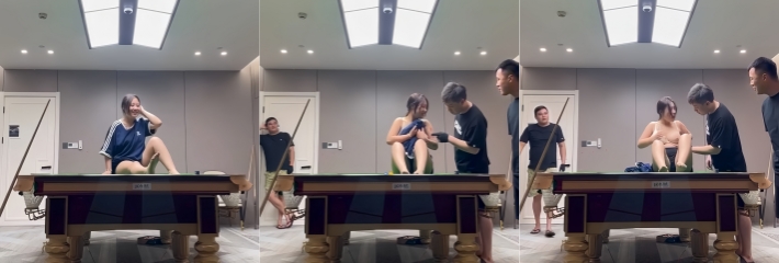 江苏东台名爵台球厅 巨乳美女包厢内放大招 扭腰抖臀大秀极品豪乳 偷拍视频流出全网疯传！