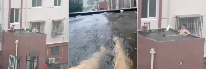 只要心中有海哪里都是沙滩 上海台风天气不要慌 先在私人泳池泡个澡再说!