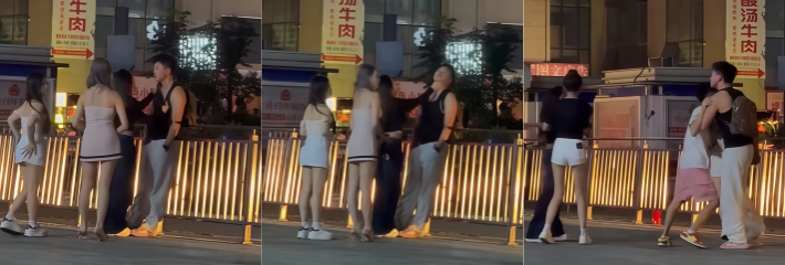 广西南宁猛男脚踏多船 被三位美女当街围堵 情绪失控双方大打出手 路人偷拍视频流出