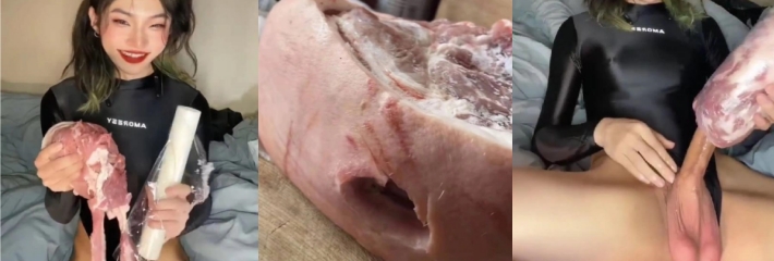 推特博主亲自实测自制猪肉飞机杯 你以为掏一个洞就可以直接插 里面的学问可大着呢 跟着博主学起来！