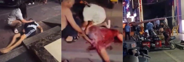 海南陵水英州镇 情人节砍人事件 一男一女重伤倒地！