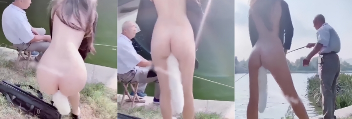 极品长腿美女 户外全裸露出 河边勾引钓鱼老汉 画面紧张又刺激！