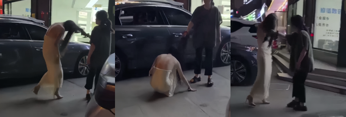 湖南邵阳酒店门口原配抓小三 连衣裙被撕烂 小三受辱选择跳河轻生 险酿悲剧