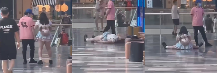 又一位肥头大耳的小仙女当场破防 当场一屁股坐在地上耍无赖简直让人毫无防备！