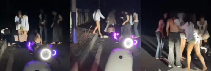 福建高中生立交桥血腥霸凌 精神小妹围殴同学拳打脚踢辱骂不停 惨烈场面视频疯传！