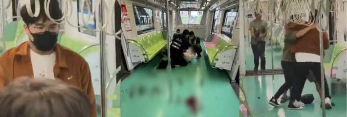 台湾台中捷运绿线列车上一男子手持双刀随机杀人 被捕后大喊大叫疑似精神病发作！