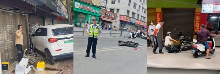 广西钦州 车祸现场惨烈不堪 汽车见人就撞 电动车被连环碾压现场混轮不堪