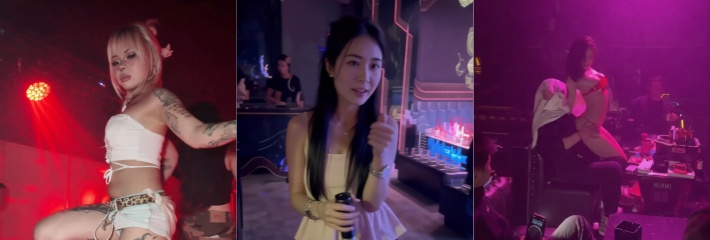 精神小妹夜场热舞撩人 扭腰挑逗蹭顾客 KTV陪酒妹被客人肆意揉捏淫乱至极